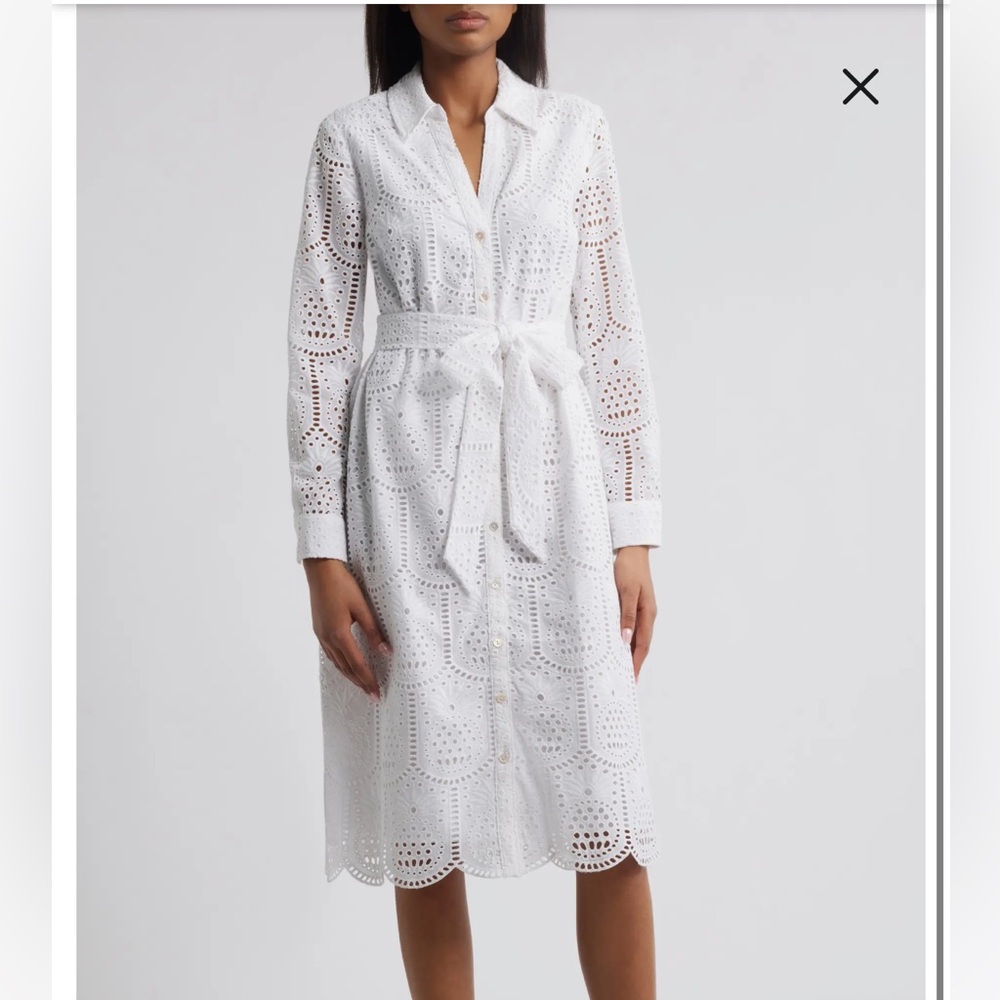 Lilly Pulitzer White Long Sleeve Eyelet Dress